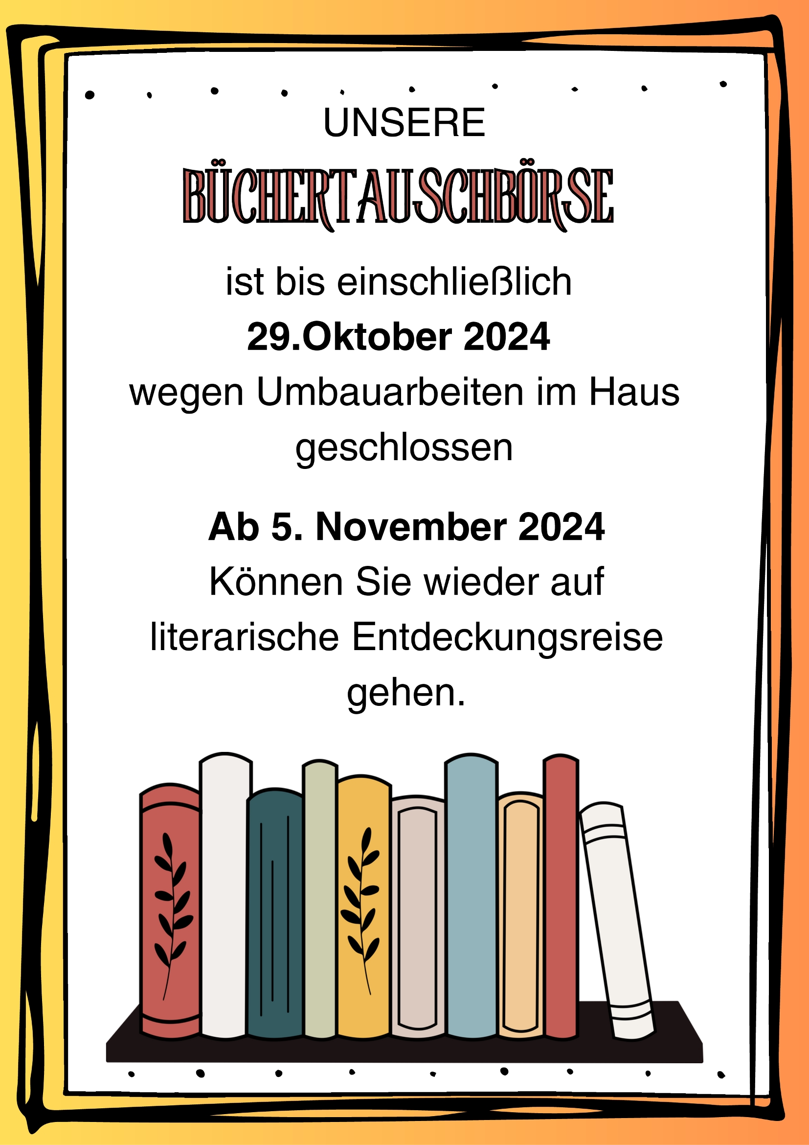 Infoflyer Umbauarbeiten Büchertauschbörse 2024