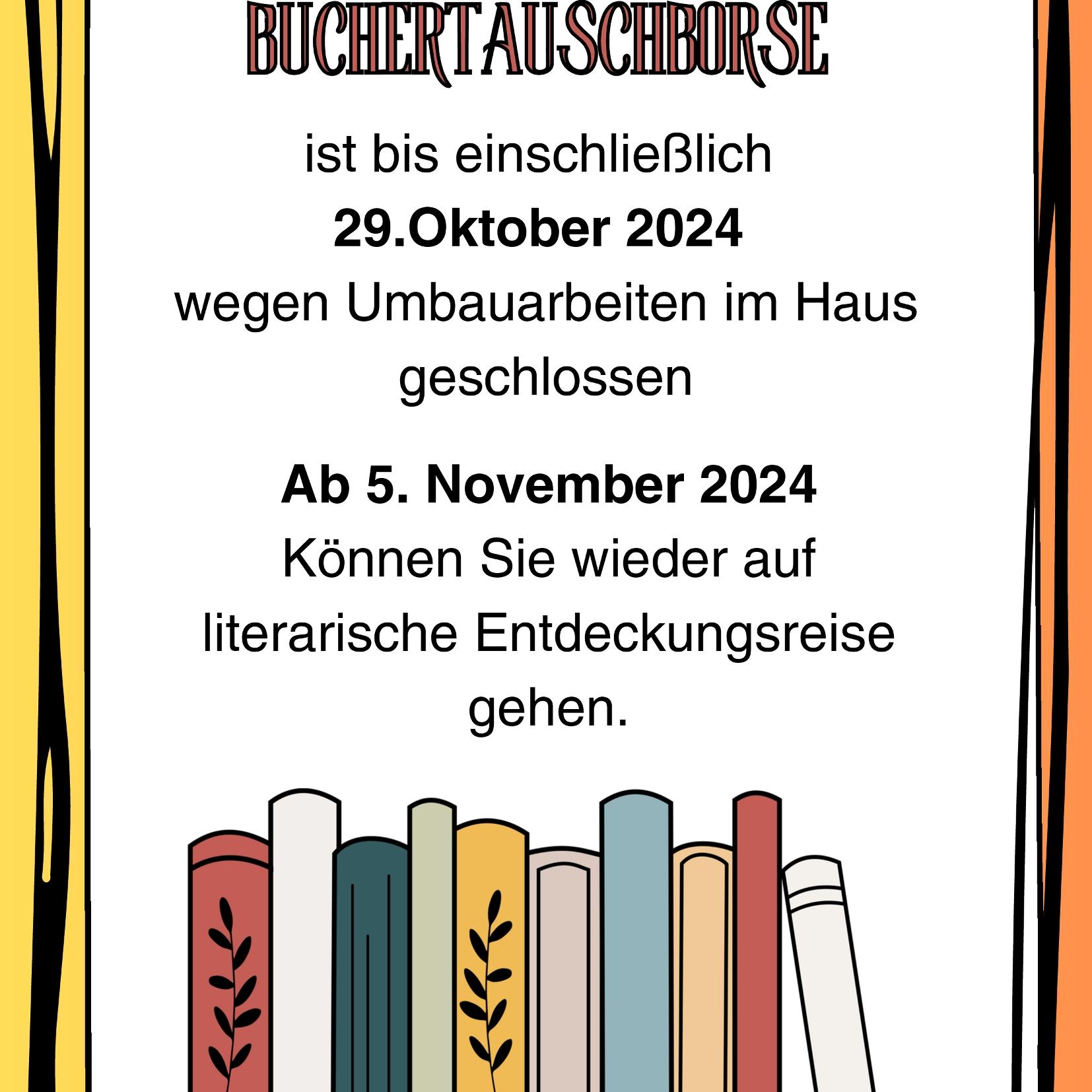 Infoflyer Umbauarbeiten Büchertauschbörse 2024